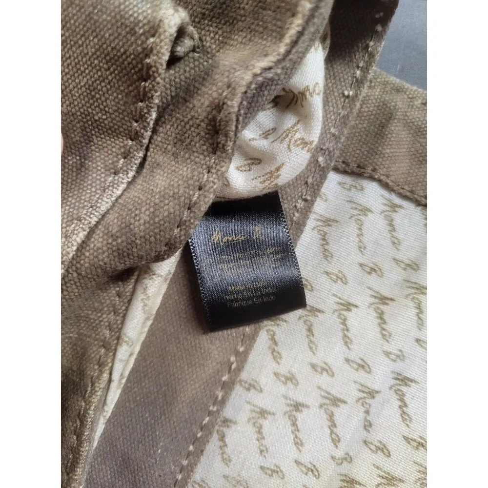 Mona B Recycled Upcycled Canvas Key Lock Flap Crossbody Bag Tan Boho